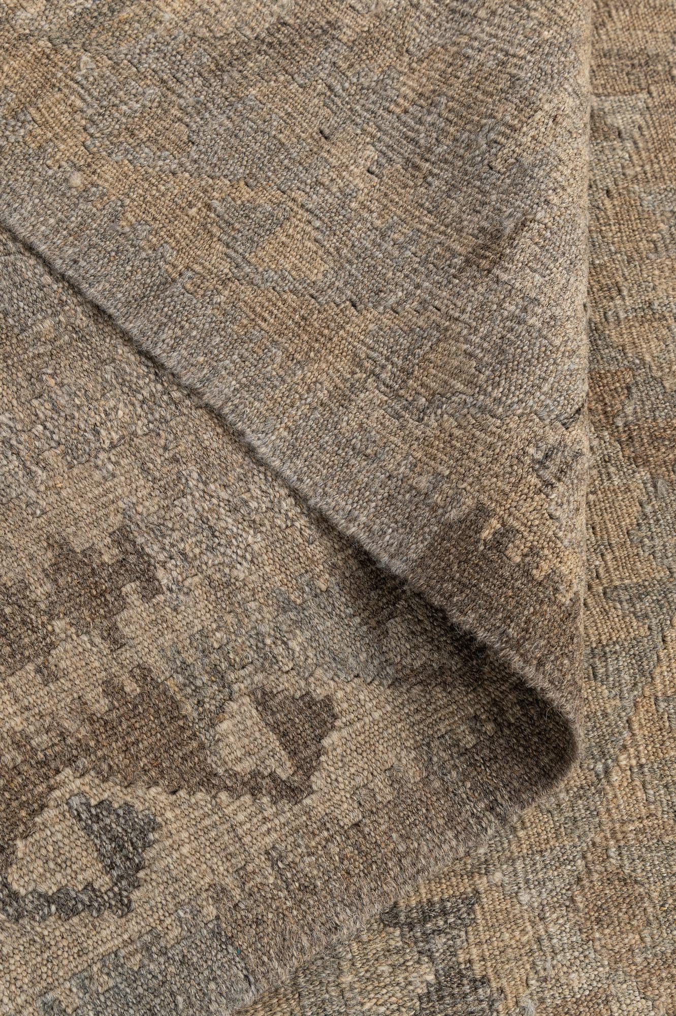 4' x 5' 10 Hand Woven Kilim Maymana Wool Rug