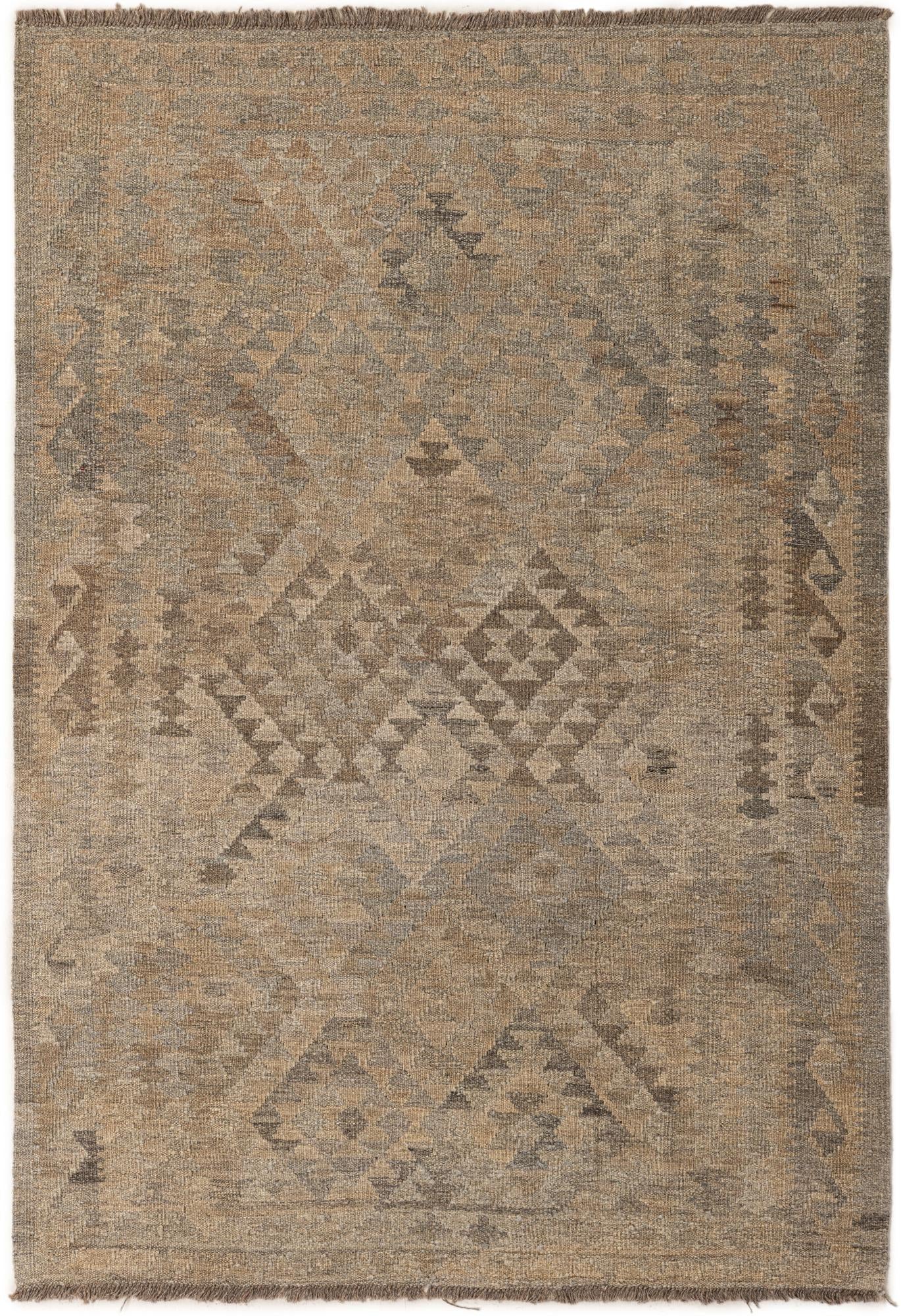 4' x 5' 10 Hand Woven Kilim Maymana Wool Rug