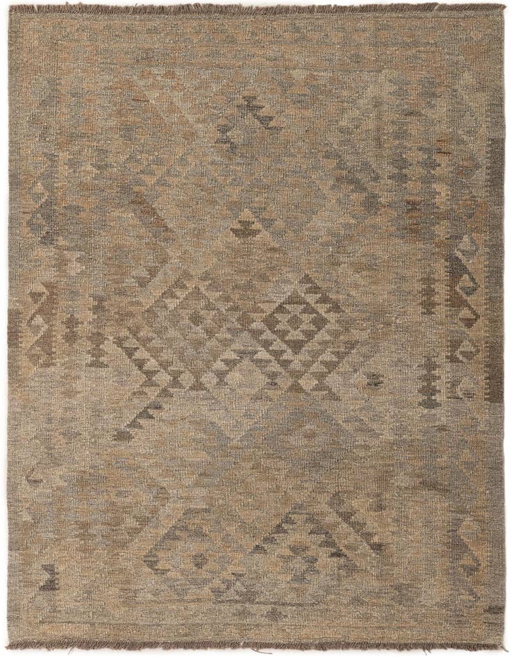 Detail image of 4' x 5' 10 Hand Woven Kilim Maymana Wool Rug