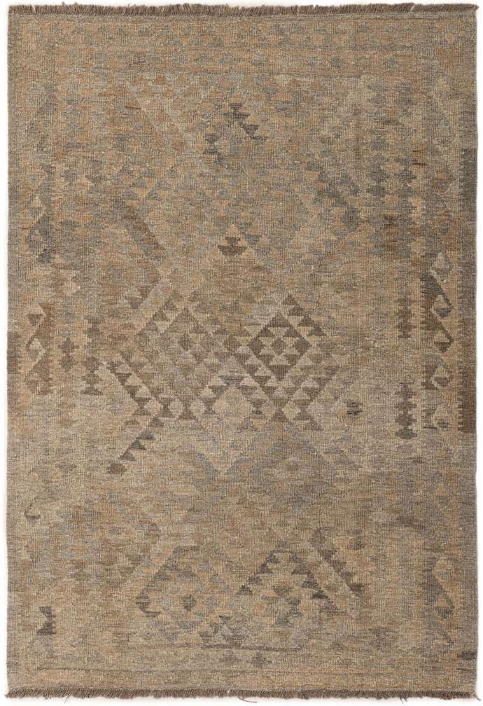 4' x 5' 10 Hand Woven Kilim Maymana Wool Rug