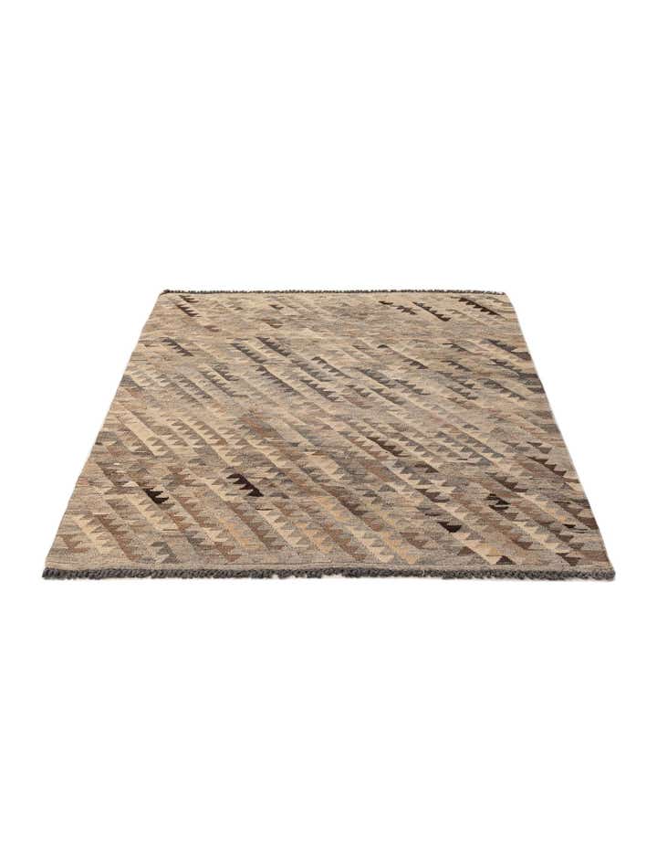 4' x 5' 10 Hand Woven Kilim Maymana Wool Rug