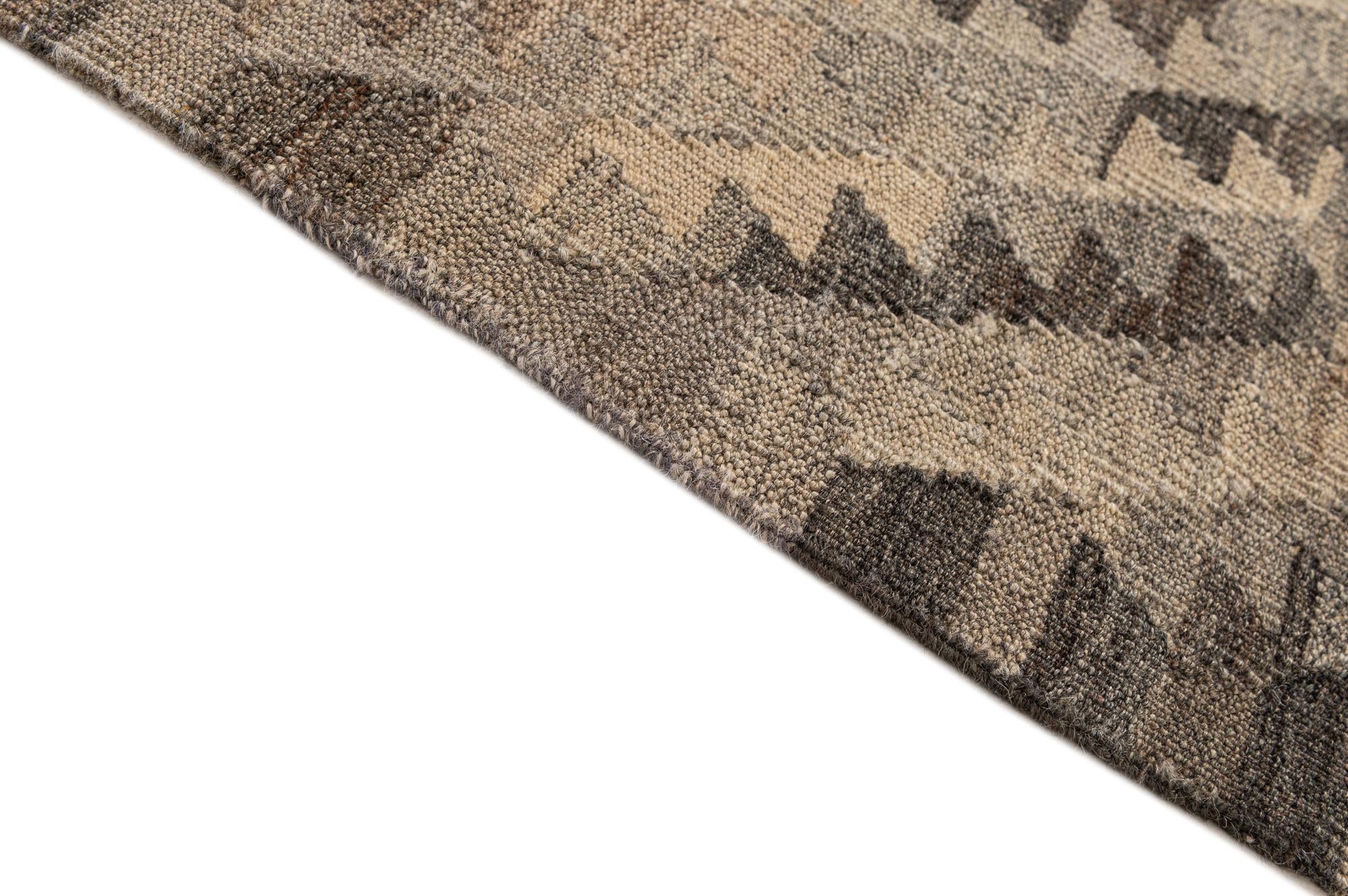 4' x 5' 10 Hand Woven Kilim Maymana Wool Rug