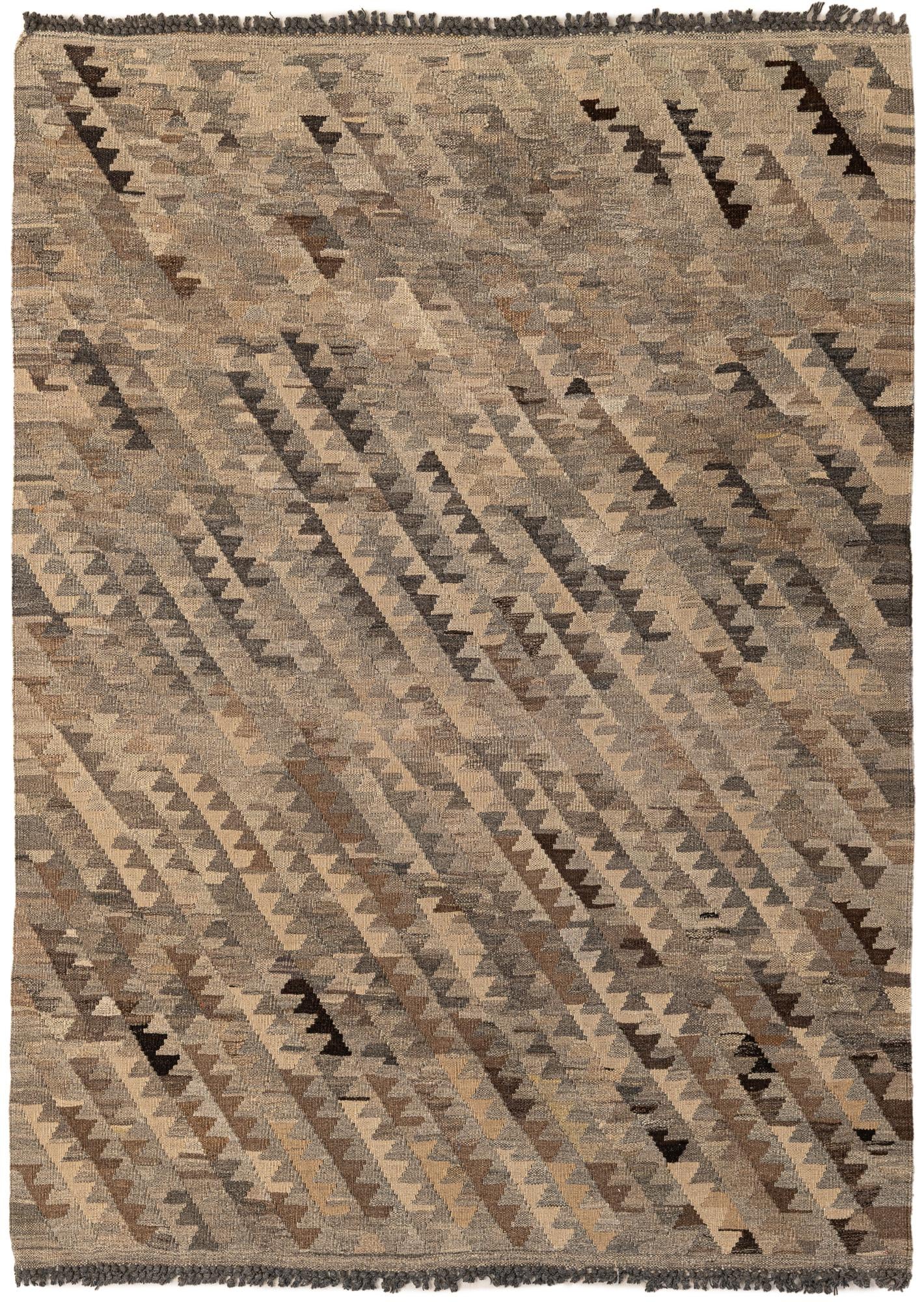 4' x 5' 10 Hand Woven Kilim Maymana Wool Rug