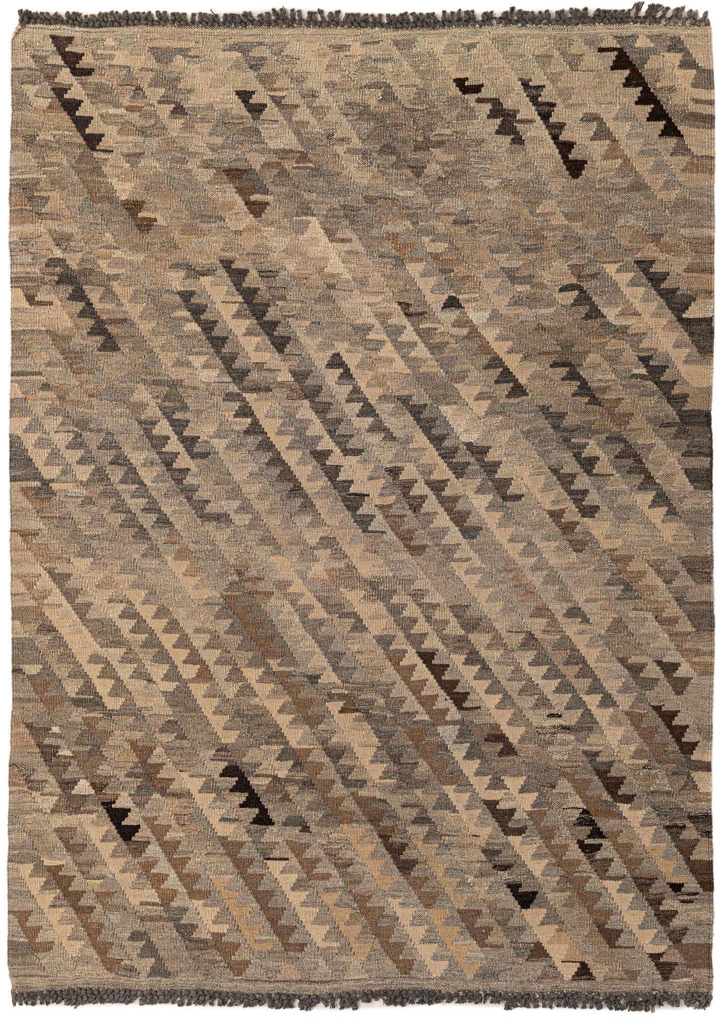 4' x 5' 10 Hand Woven Kilim Maymana Wool Rug