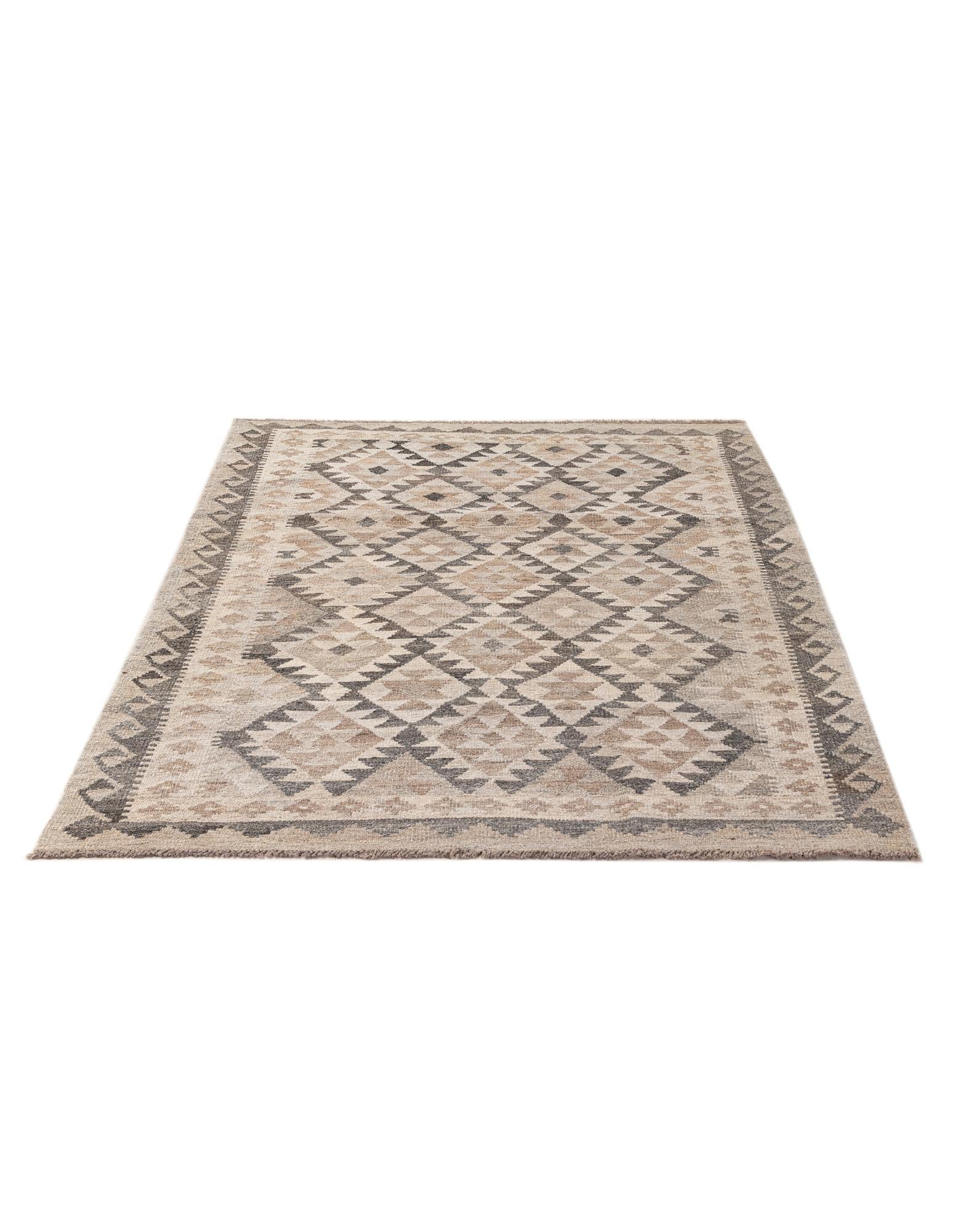 4' x 5' 10 Hand Woven Kilim Maymana Wool Rug
