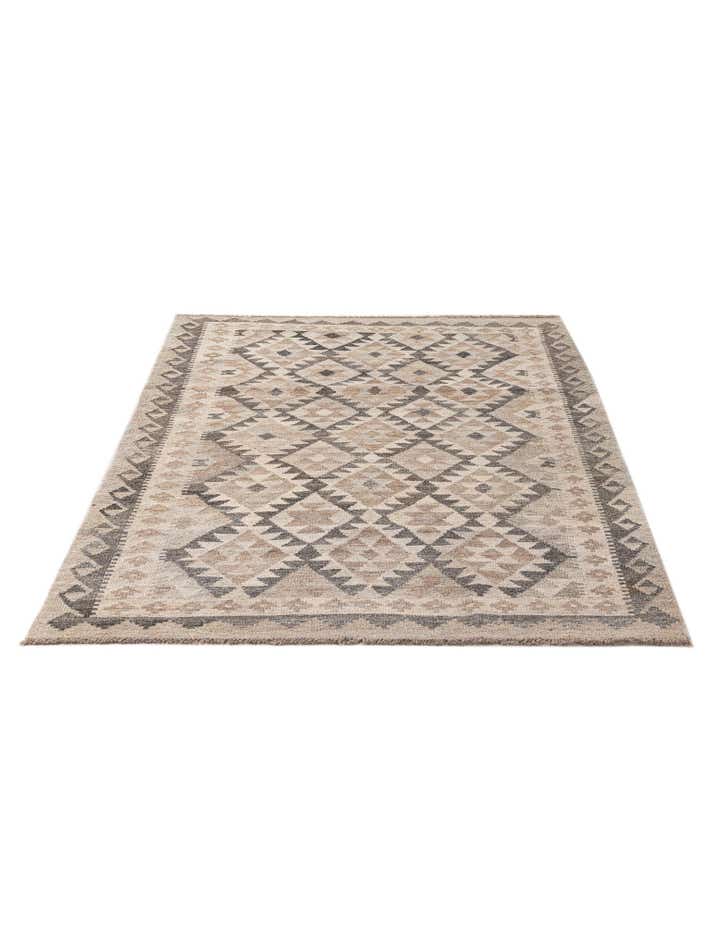 4' x 5' 10 Hand Woven Kilim Maymana Wool Rug