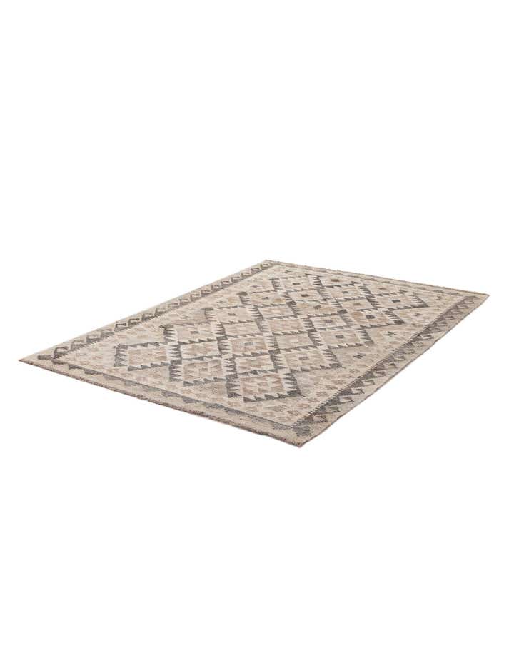 4' x 5' 10 Hand Woven Kilim Maymana Wool Rug