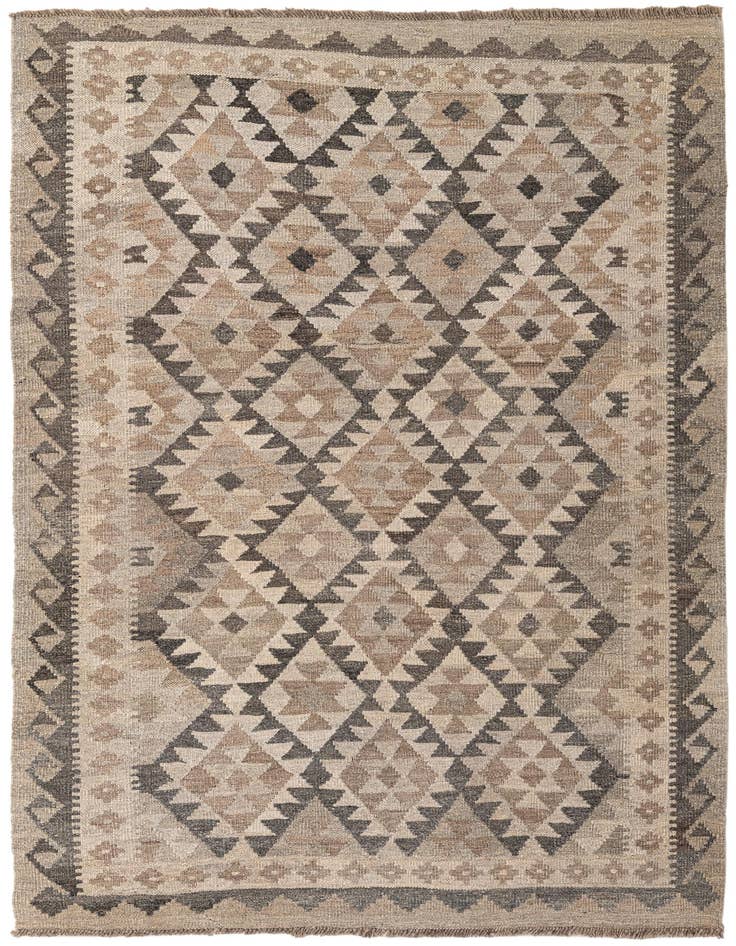 Detail image of 4' x 5' 10 Hand Woven Kilim Maymana Wool Rug