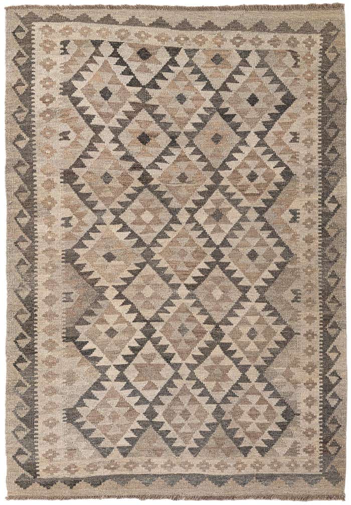 4' x 5' 10 Hand Woven Kilim Maymana Wool Rug