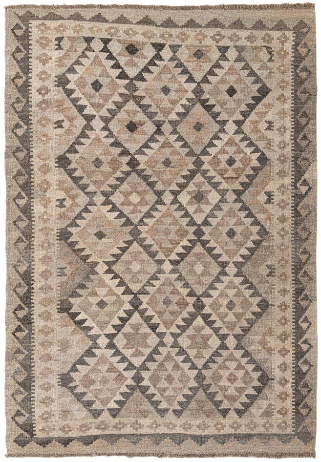 Detail image of 4' x 5' 10 Hand Woven Kilim Maymana Wool Rug