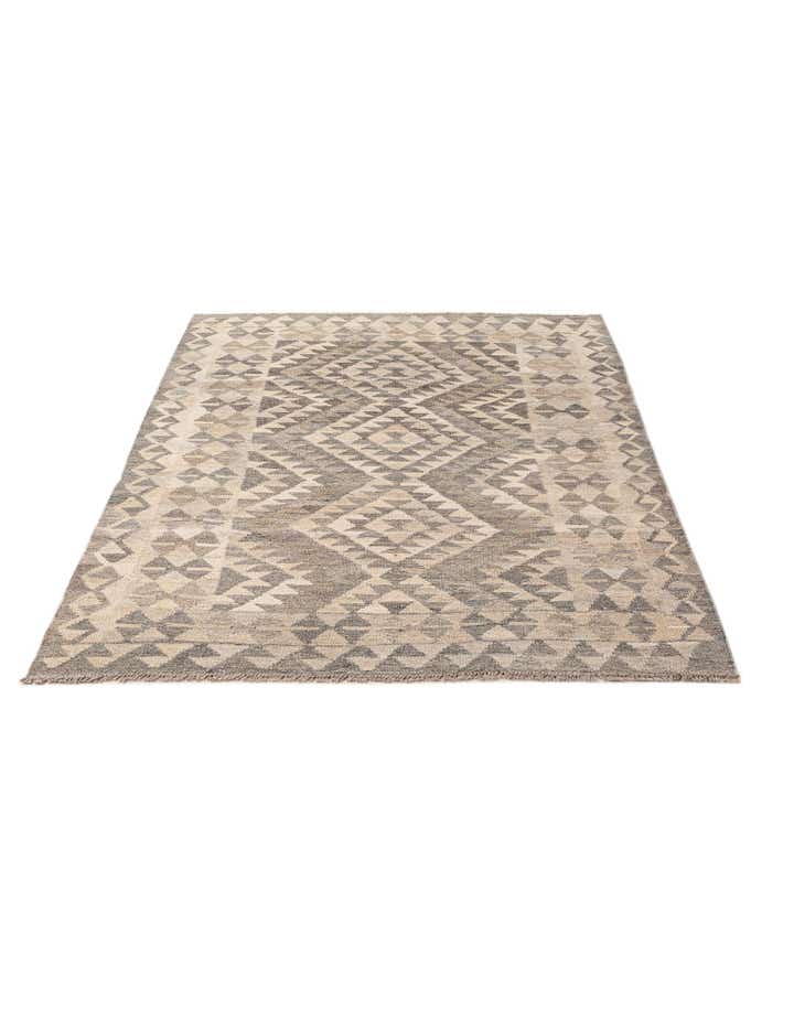 4' x 6' 1 Hand Woven Kilim Maymana Wool Rug