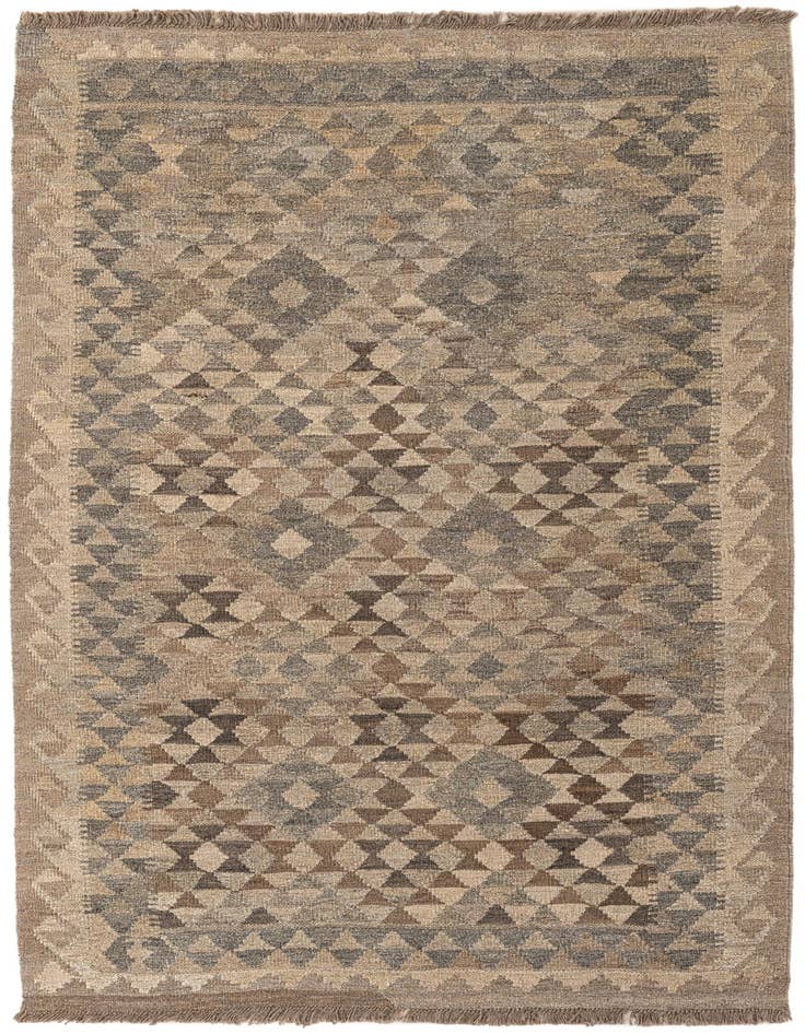 Detail image of 3' 10 x 5' 10 Hand Woven Kilim Maymana Wool Rug