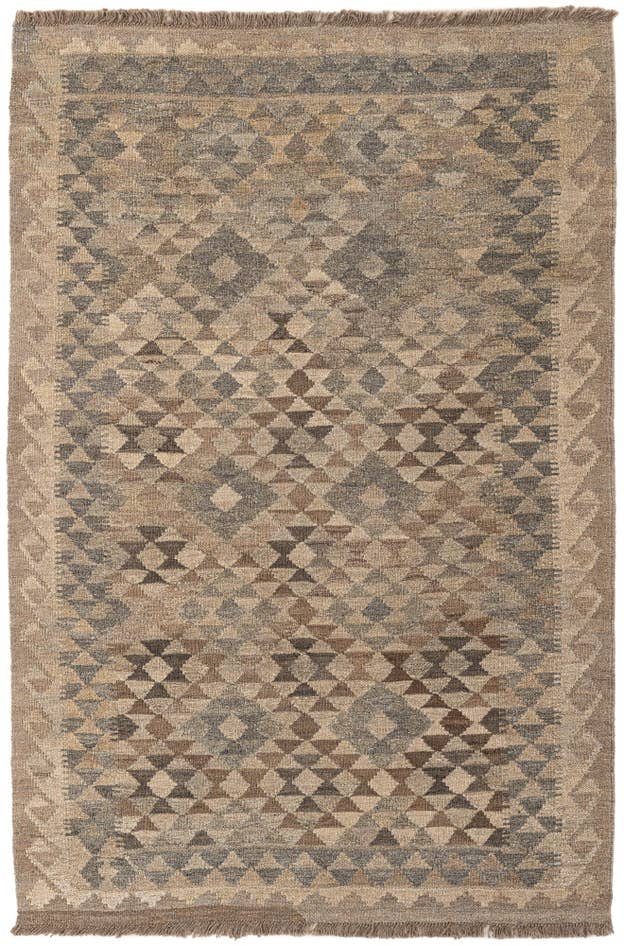 Detail image of 3' 10 x 5' 10 Hand Woven Kilim Maymana Wool Rug
