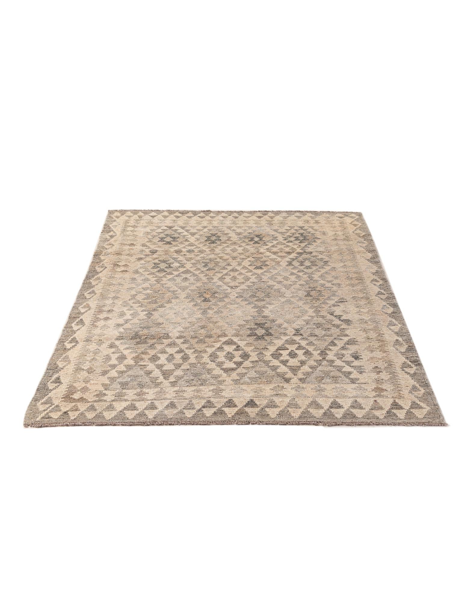 4' x 5' 11 Hand Woven Kilim Maymana Wool Rug