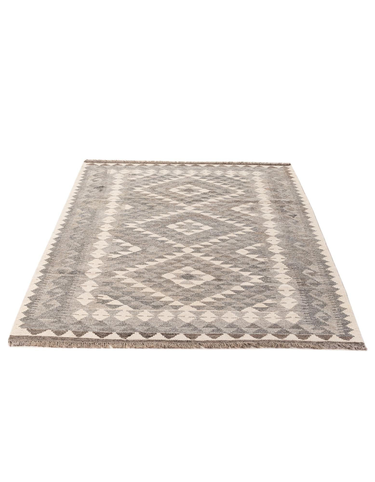 4' 1 x 5' 11 Hand Woven Kilim Maymana Wool Rug