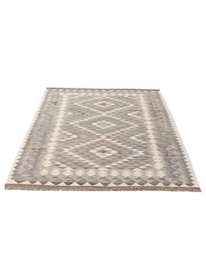 4' 1 x 5' 11 Hand Woven Kilim Maymana Wool Rug