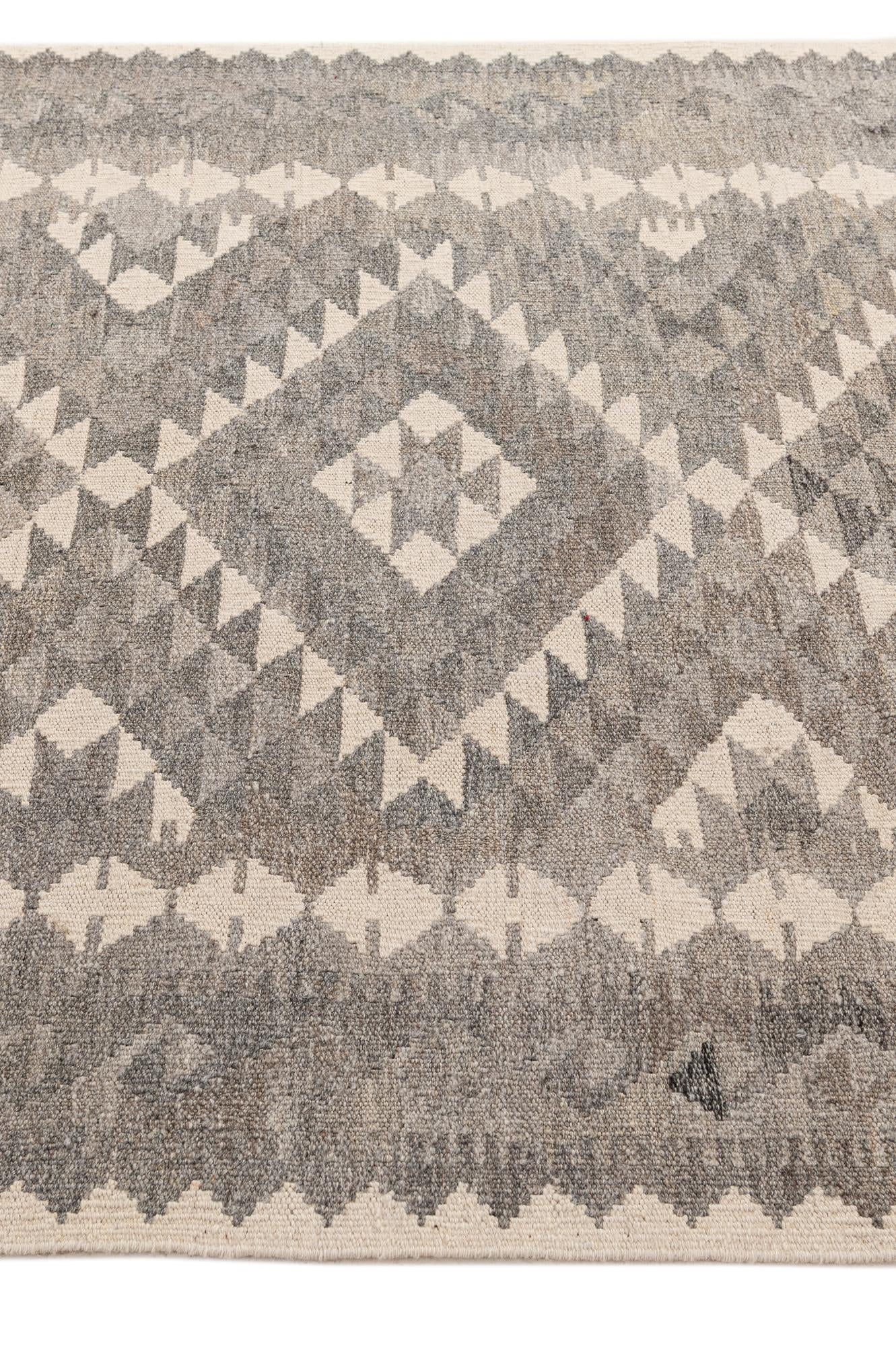 4' 1 x 5' 11 Hand Woven Kilim Maymana Wool Rug