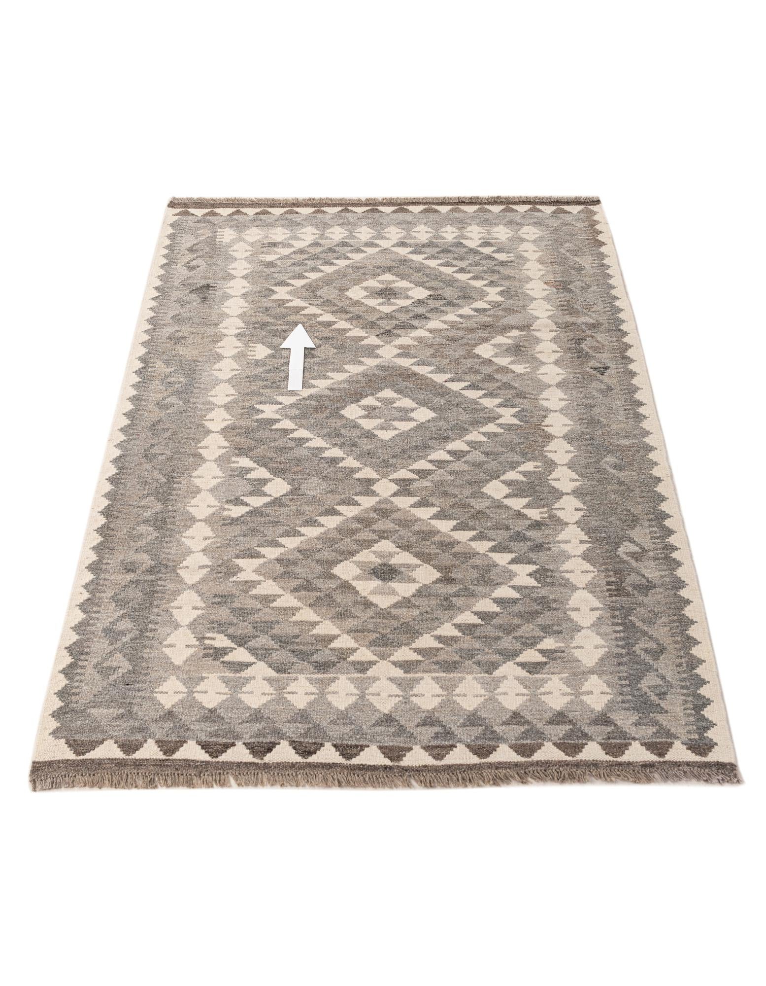 4' 1 x 5' 11 Hand Woven Kilim Maymana Wool Rug