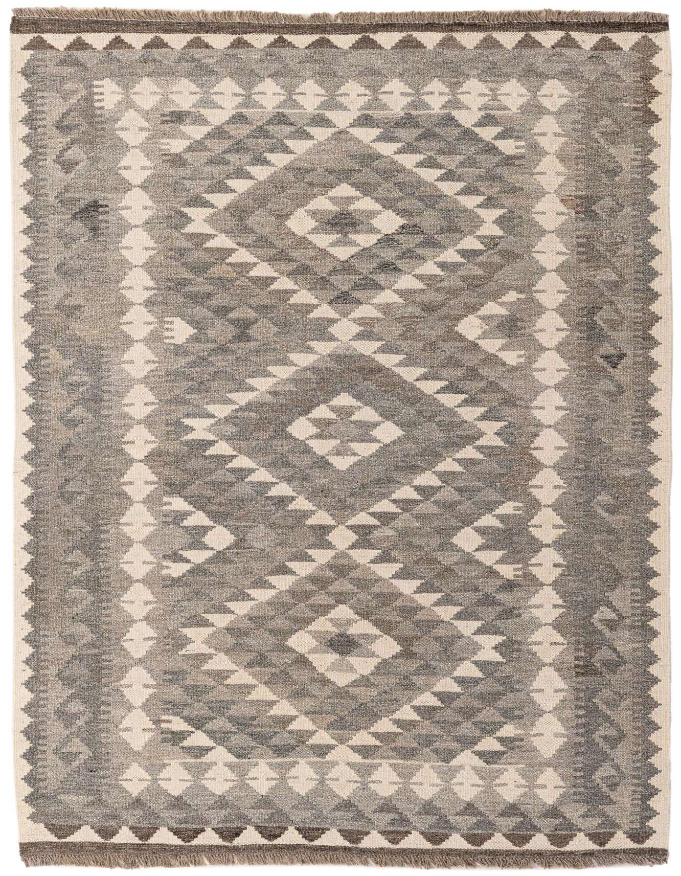 4' 1 x 5' 11 Hand Woven Kilim Maymana Wool Rug