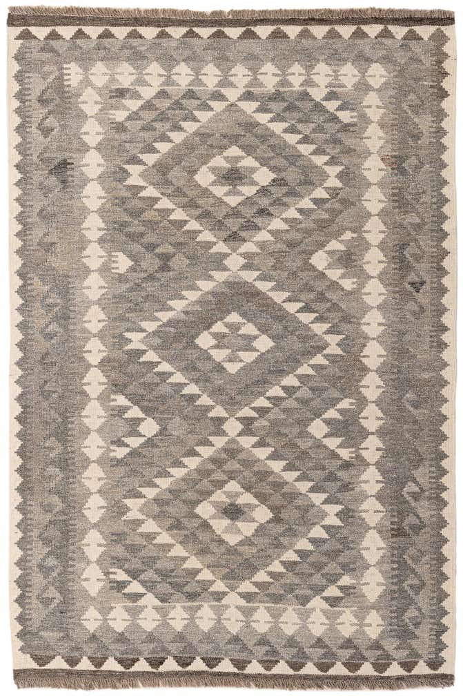 4' 1 x 5' 11 Hand Woven Kilim Maymana Wool Rug