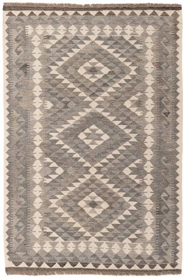 Detail image of 4' 1 x 5' 11 Hand Woven Kilim Maymana Wool Rug