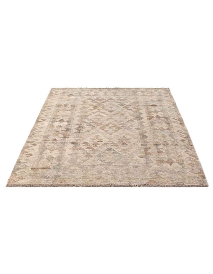 3' 10 x 5' 10 Hand Woven Kilim Maymana Wool Rug