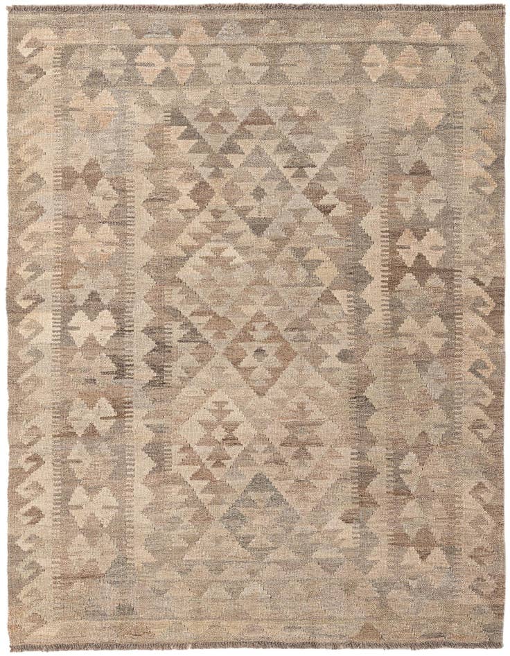 Detail image of 3' 10 x 5' 10 Hand Woven Kilim Maymana Wool Rug