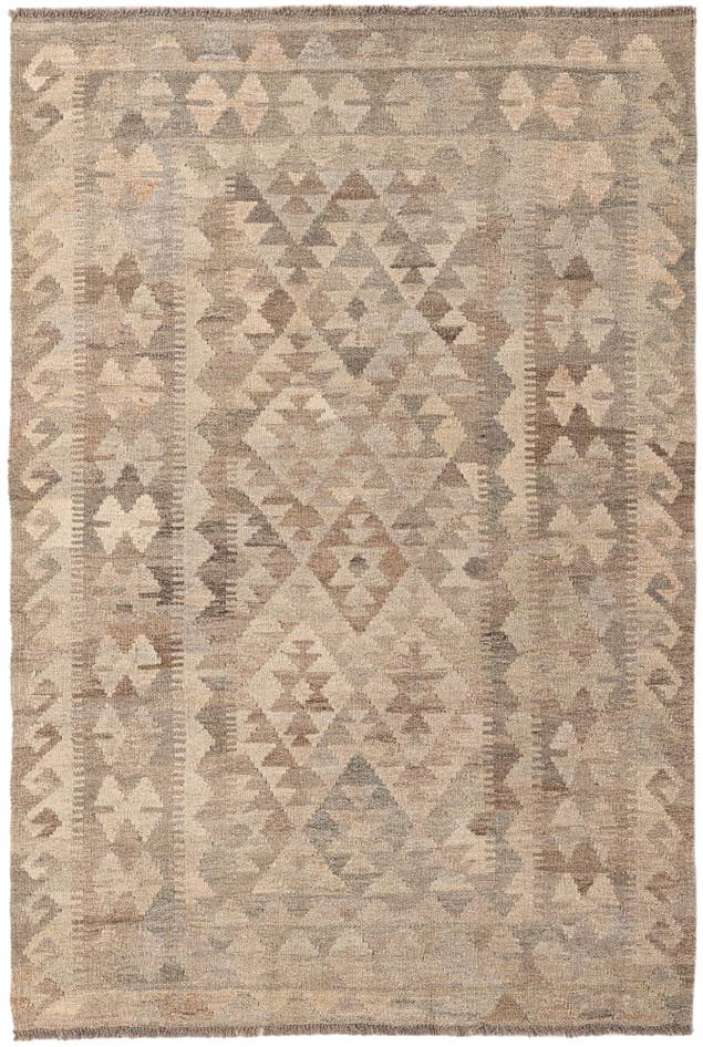 Detail image of 3' 10 x 5' 10 Hand Woven Kilim Maymana Wool Rug