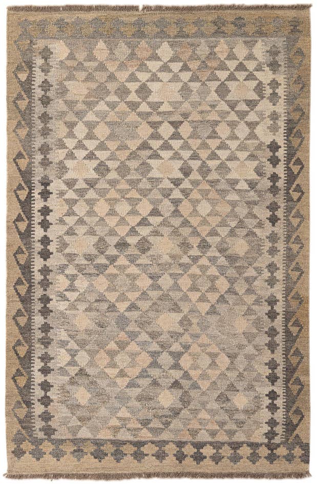 Detail image of 3' 11 x 6' Hand Woven Kilim Maymana Wool Rug
