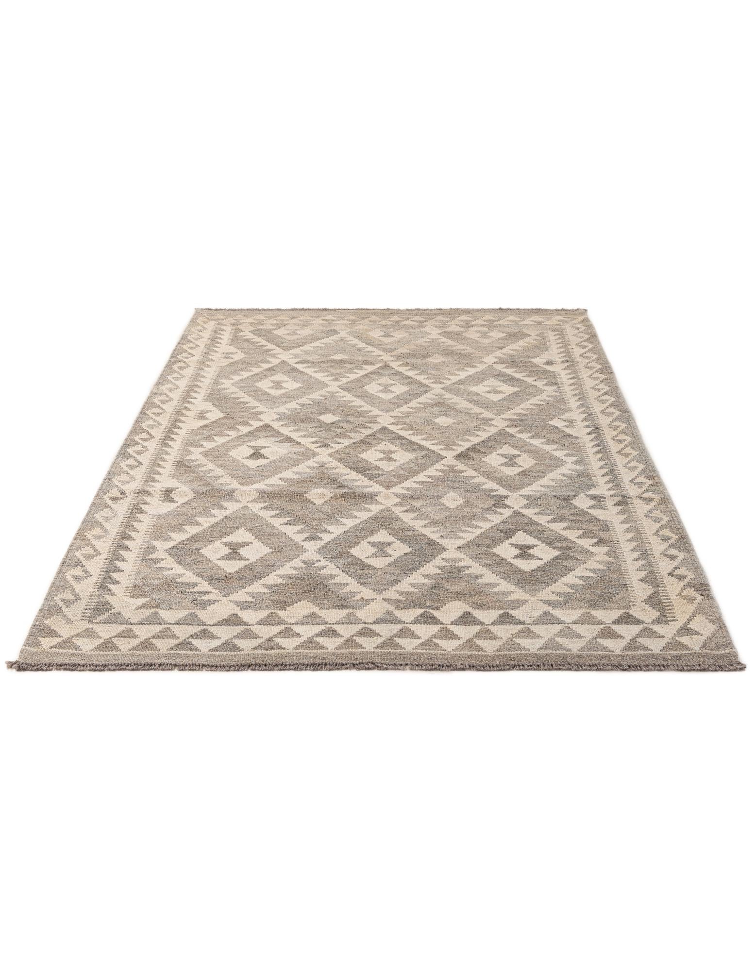 4' 1 x 6' 1 Hand Woven Kilim Maymana Wool Rug