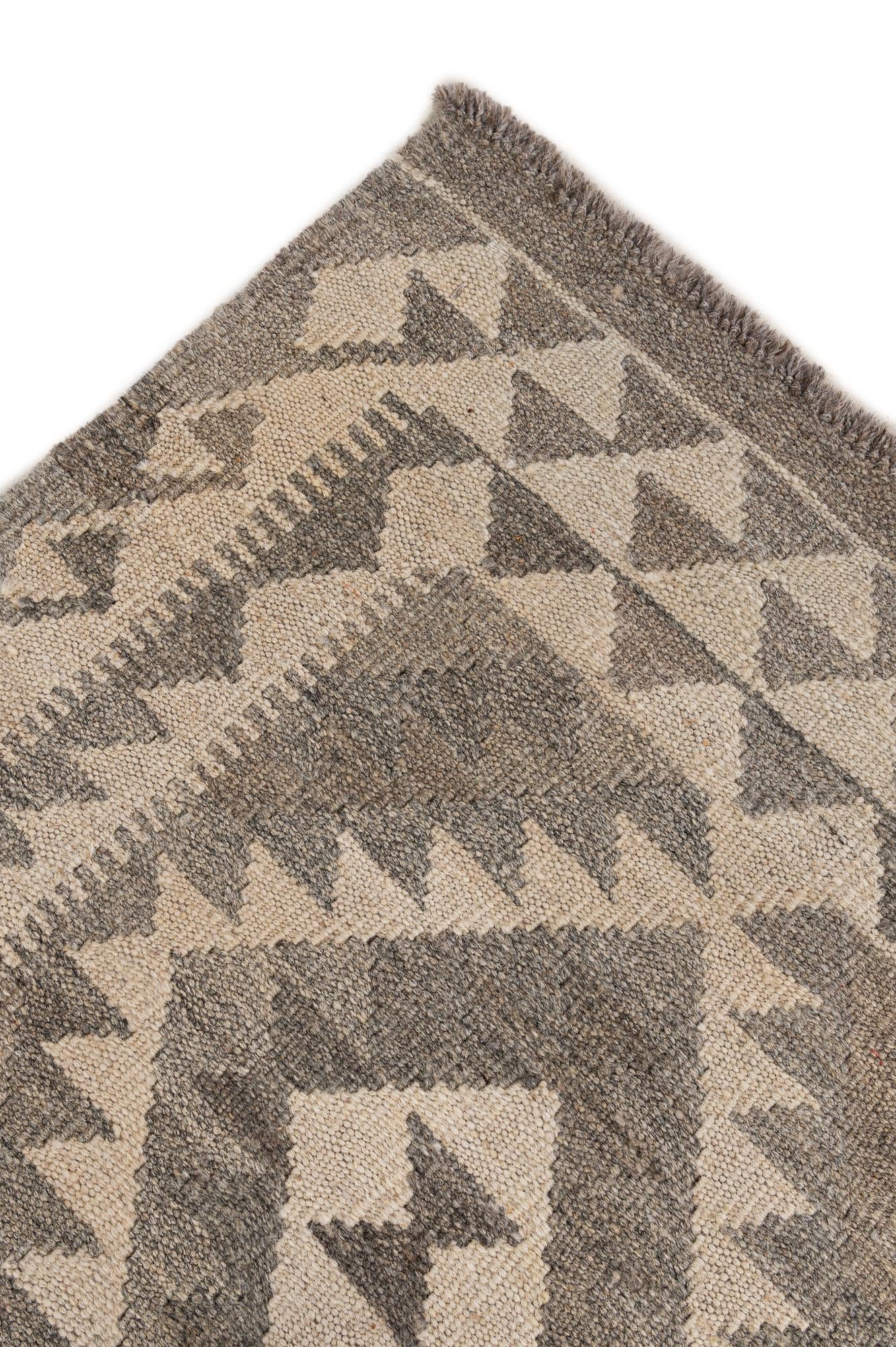 4' 1 x 6' 1 Hand Woven Kilim Maymana Wool Rug