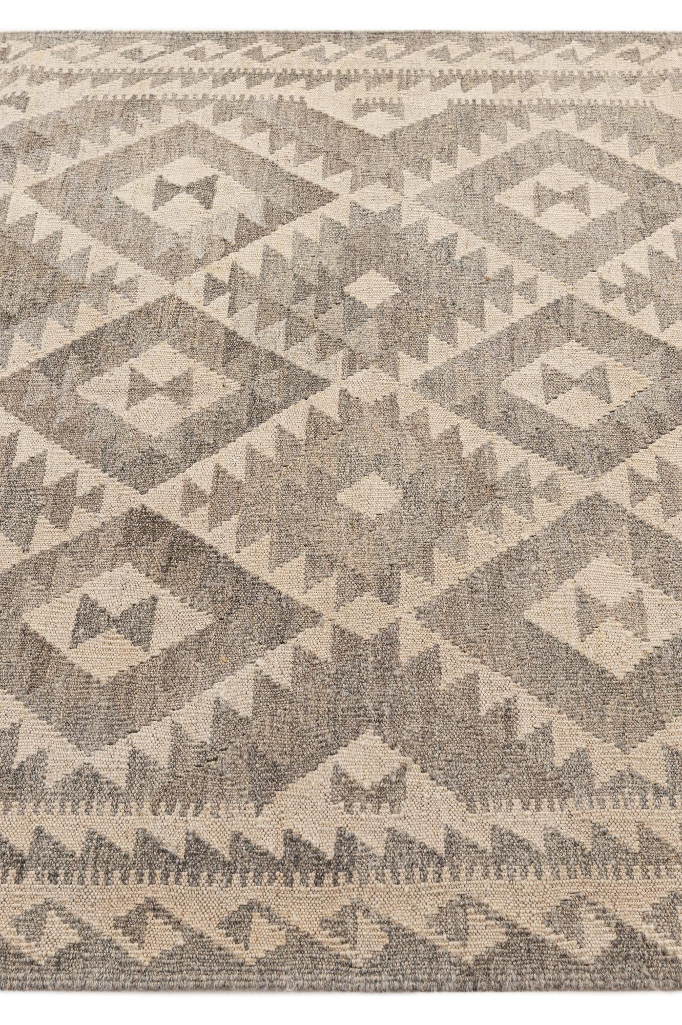 4' 1 x 6' 1 Hand Woven Kilim Maymana Wool Rug
