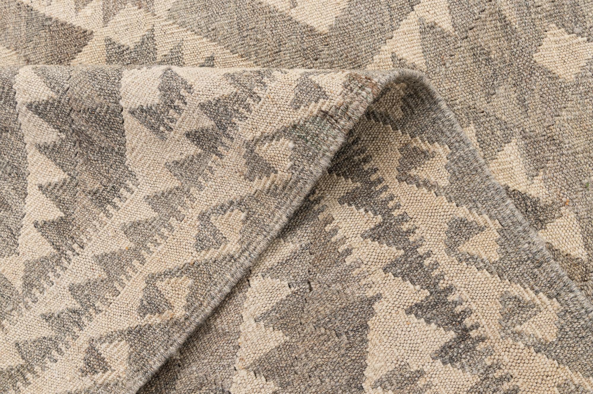 4' 1 x 6' 1 Hand Woven Kilim Maymana Wool Rug