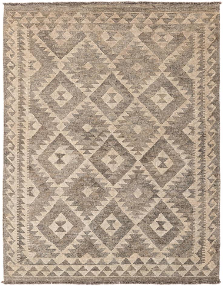 Detail image of 4' 1 x 6' 1 Hand Woven Kilim Maymana Wool Rug