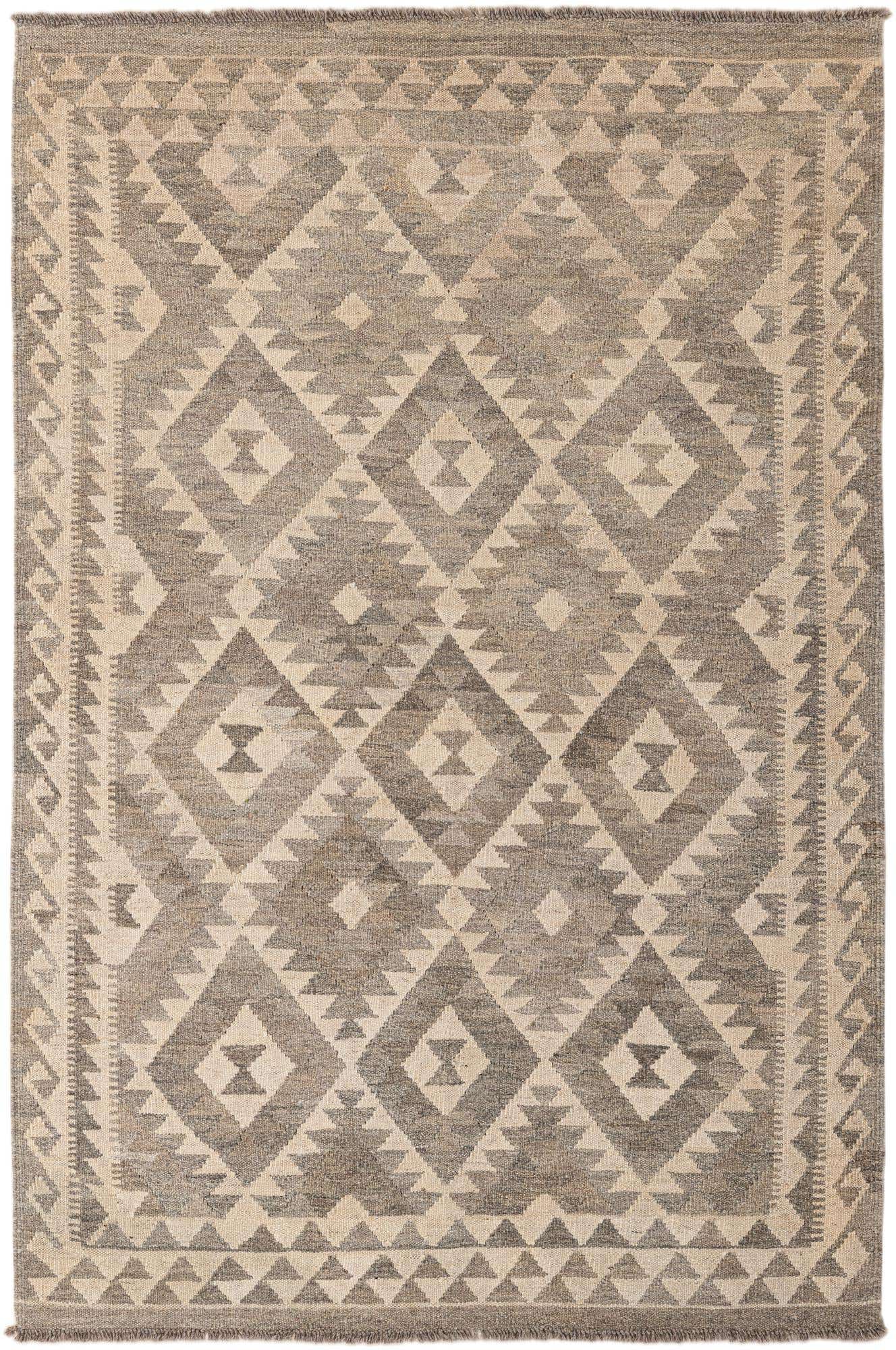 4' 1 x 6' 1 Hand Woven Kilim Maymana Wool Rug