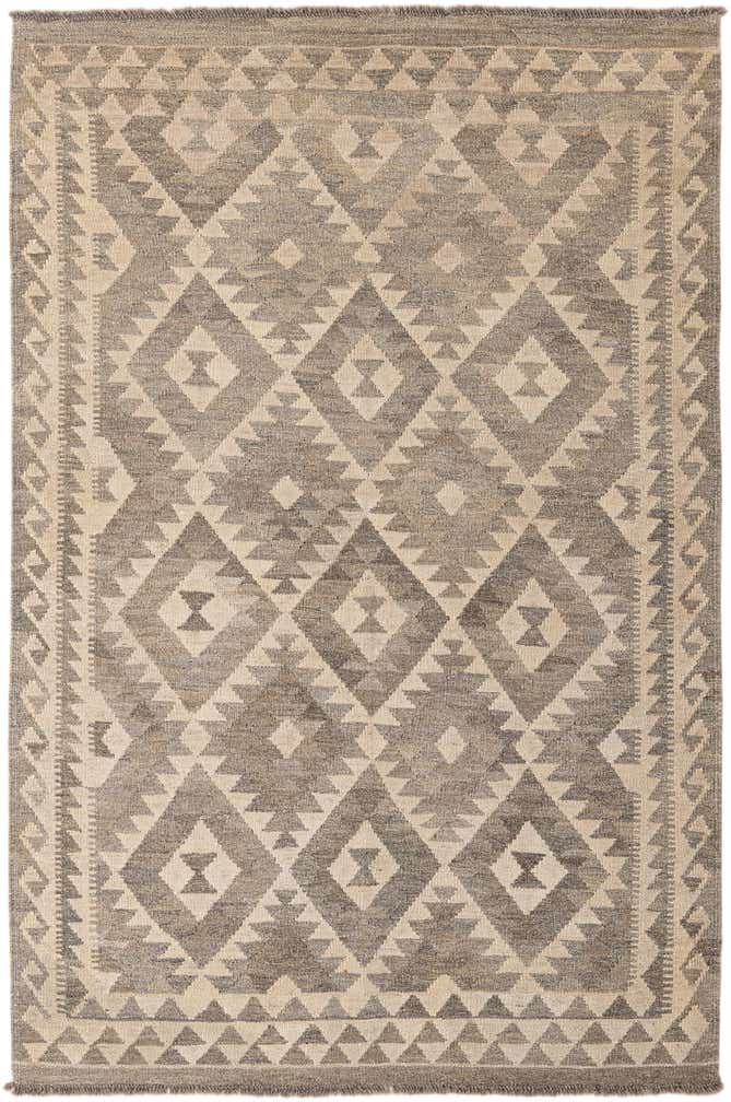 4' 1 x 6' 1 Hand Woven Kilim Maymana Wool Rug