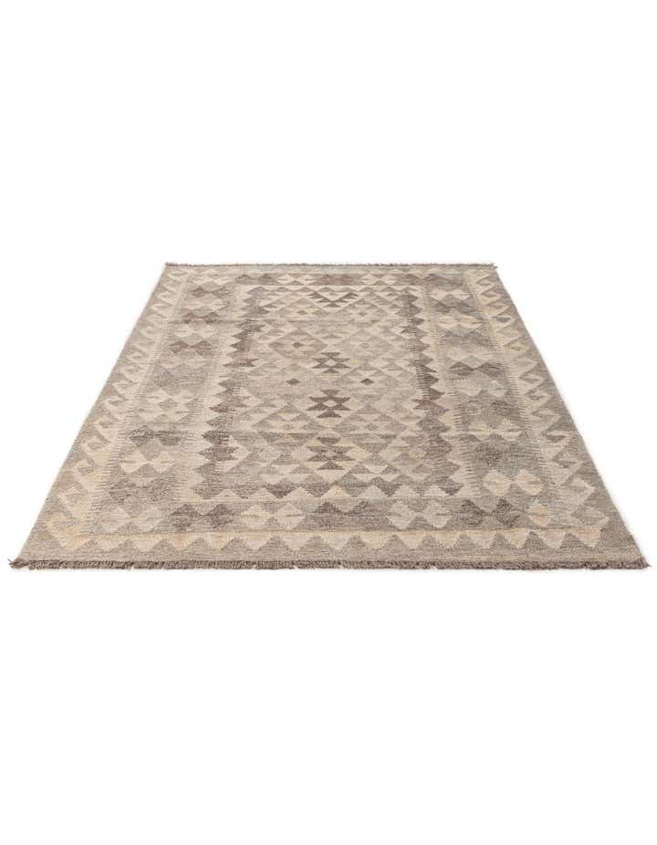 4' 1 x 6' 1 Hand Woven Kilim Maymana Wool Rug