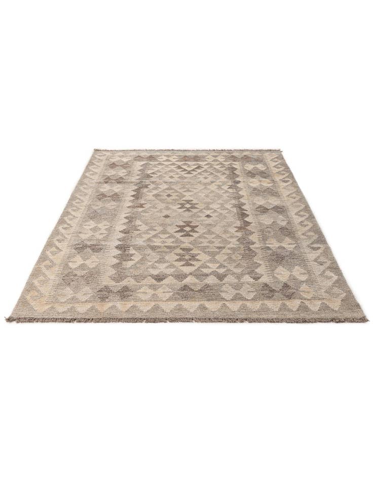 Detail image of 4' 1 x 6' 1 Hand Woven Kilim Maymana Wool Rug