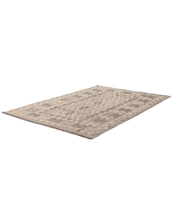 4' 1 x 6' 1 Hand Woven Kilim Maymana Wool Rug