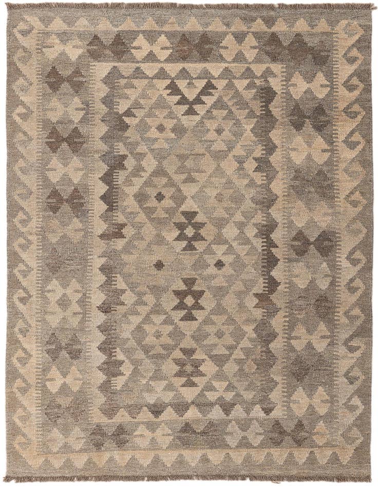 Detail image of 4' 1 x 6' 1 Hand Woven Kilim Maymana Wool Rug