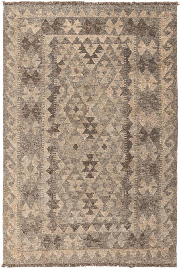 Detail image of 4' 1 x 6' 1 Hand Woven Kilim Maymana Wool Rug