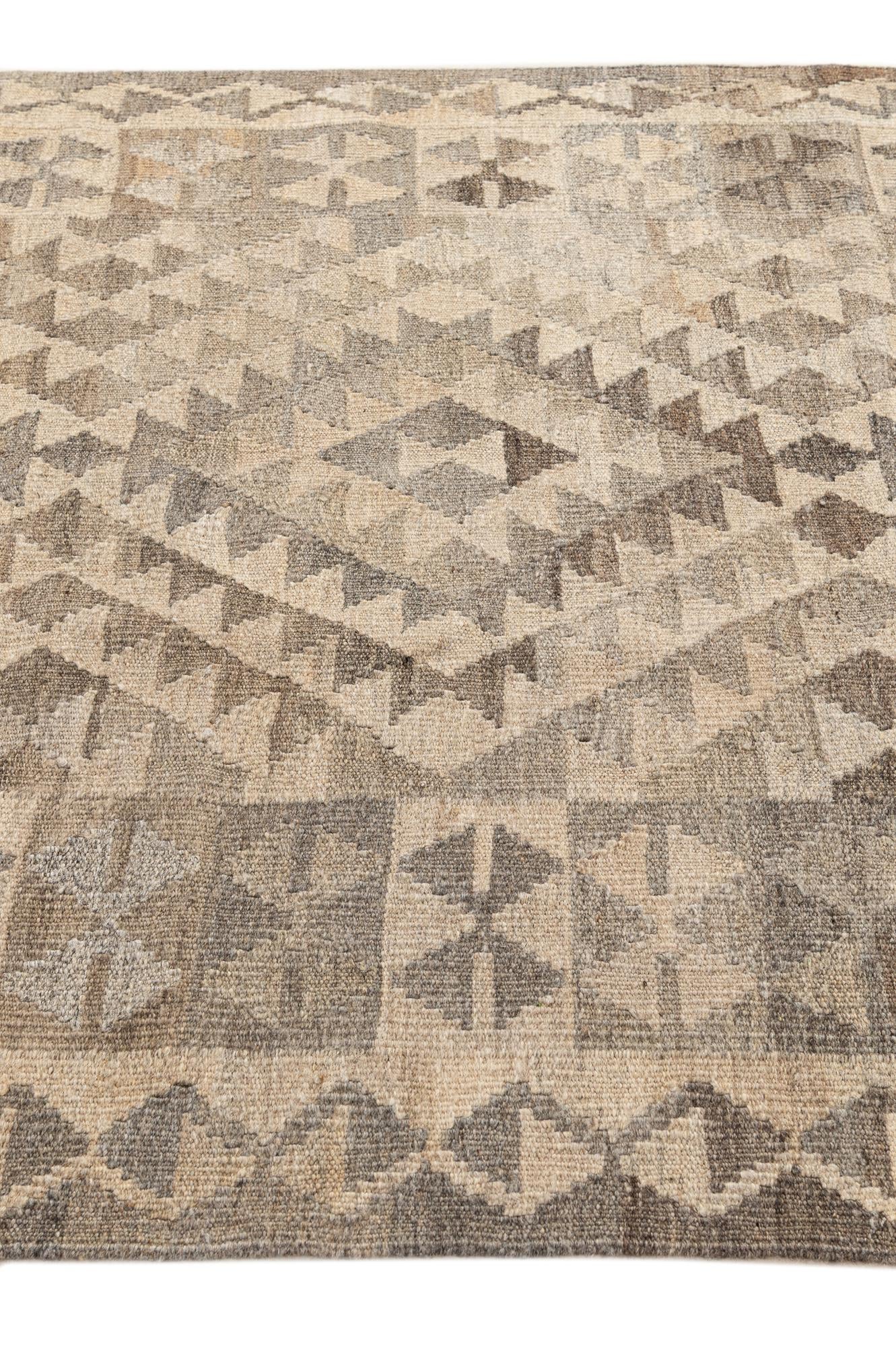 4' x 5' 11 Hand Woven Kilim Maymana Wool Rug