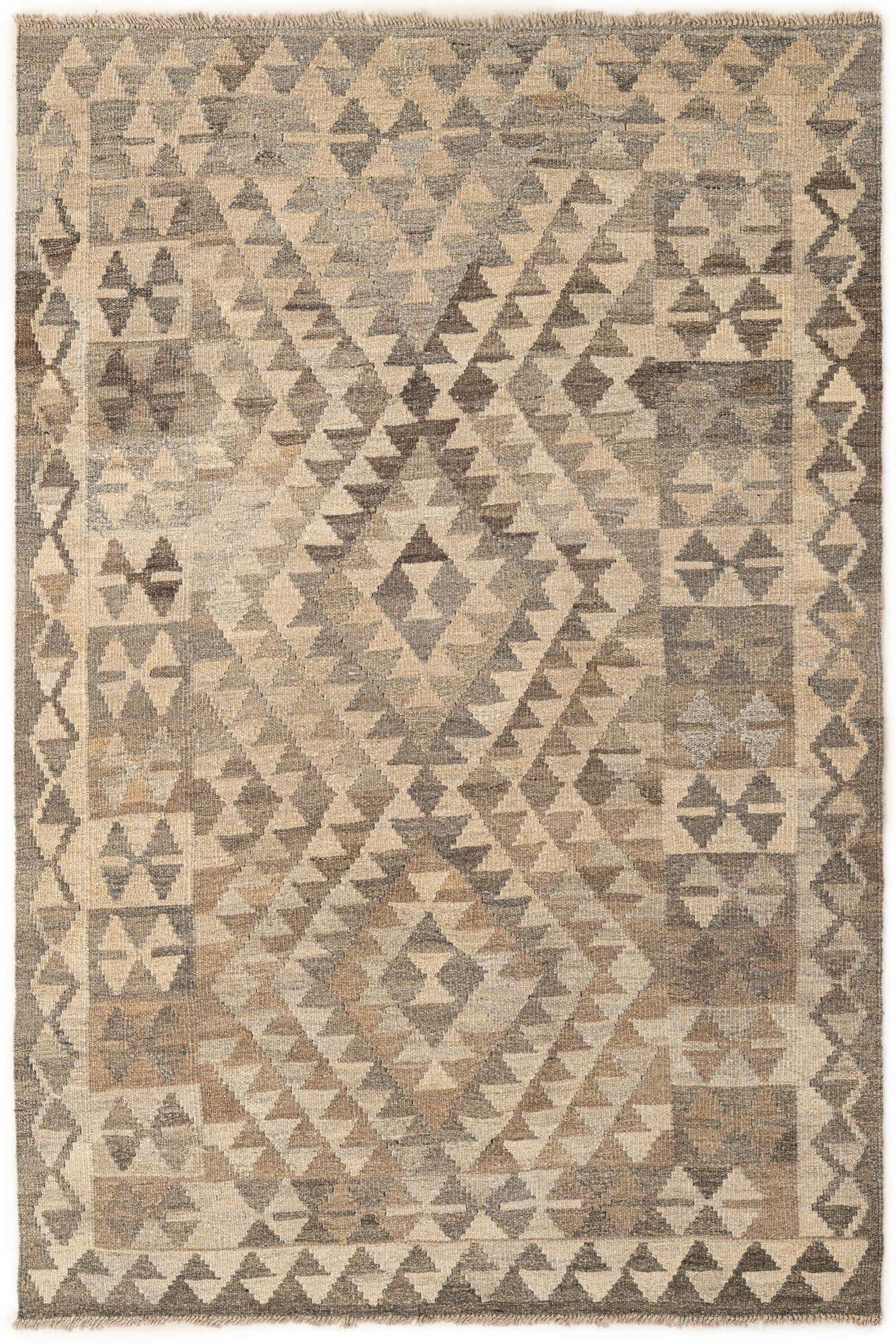4' x 5' 11 Hand Woven Kilim Maymana Wool Rug