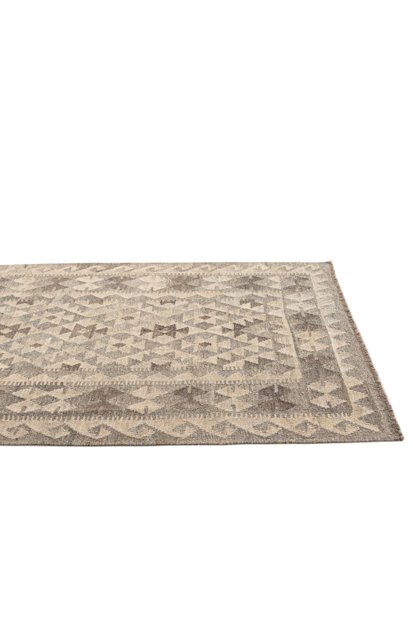4' x 5' 11 Hand Woven Kilim Maymana Wool Rug