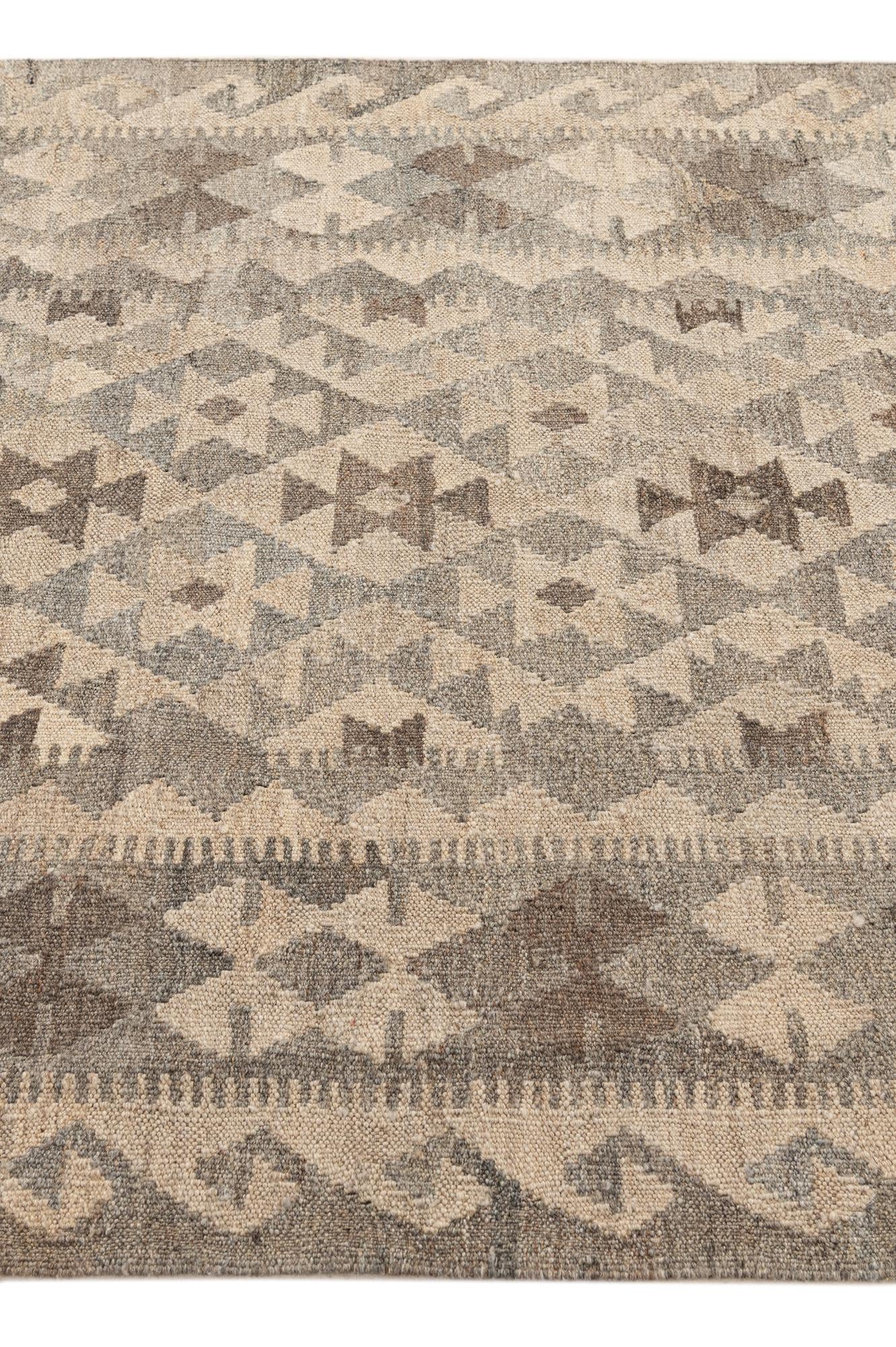 4' x 5' 11 Hand Woven Kilim Maymana Wool Rug