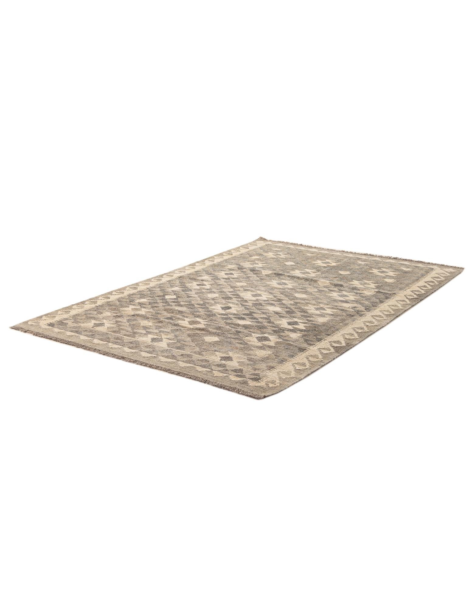 3' 11 x 5' 9 Hand Woven Kilim Maymana Wool Rug