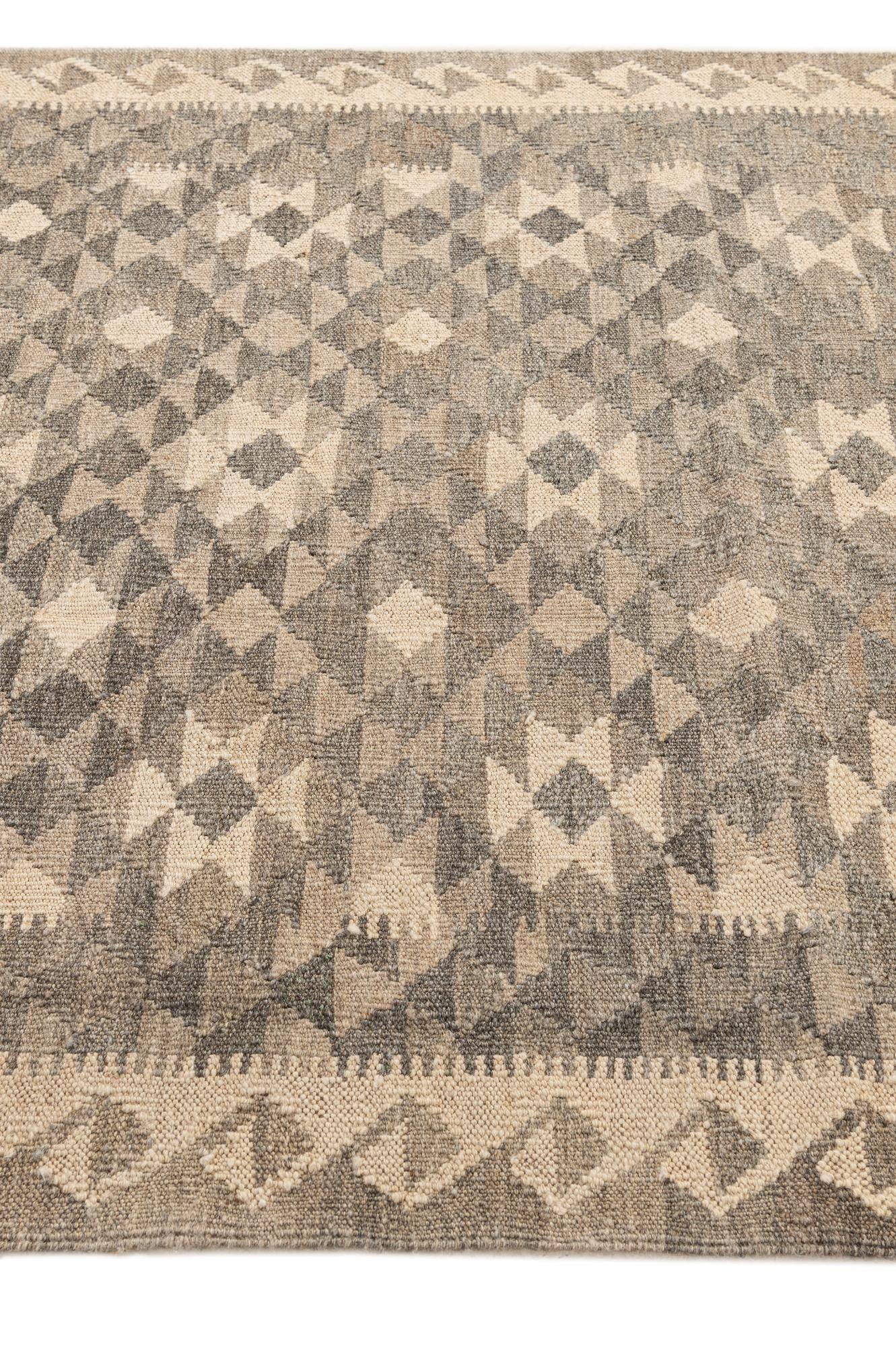 3' 11 x 5' 9 Hand Woven Kilim Maymana Wool Rug