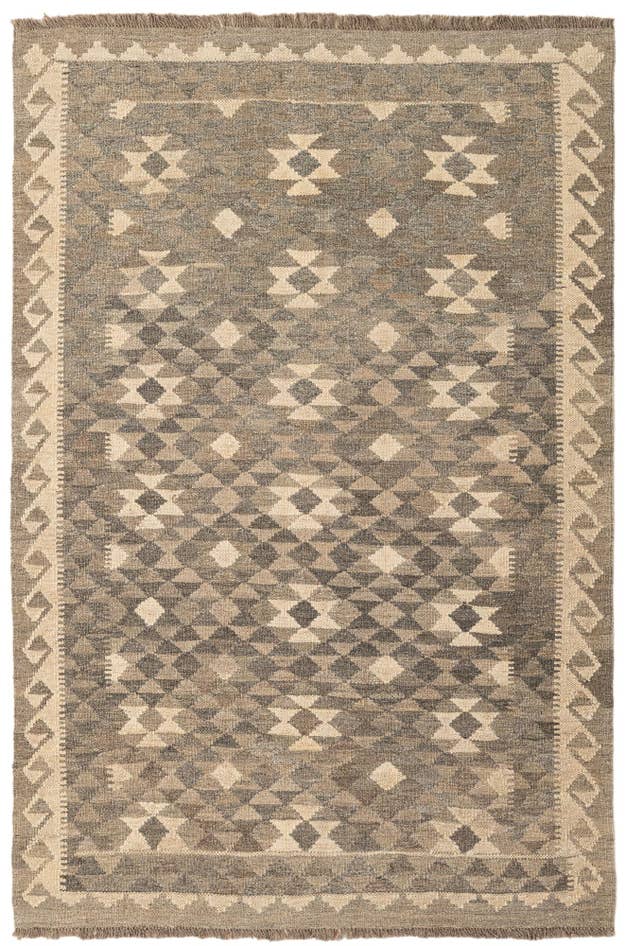 Detail image of 3' 11 x 5' 9 Hand Woven Kilim Maymana Wool Rug