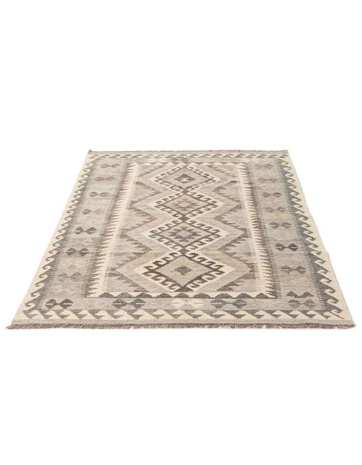 4' x 6' 1 Hand Woven Kilim Maymana Wool Rug