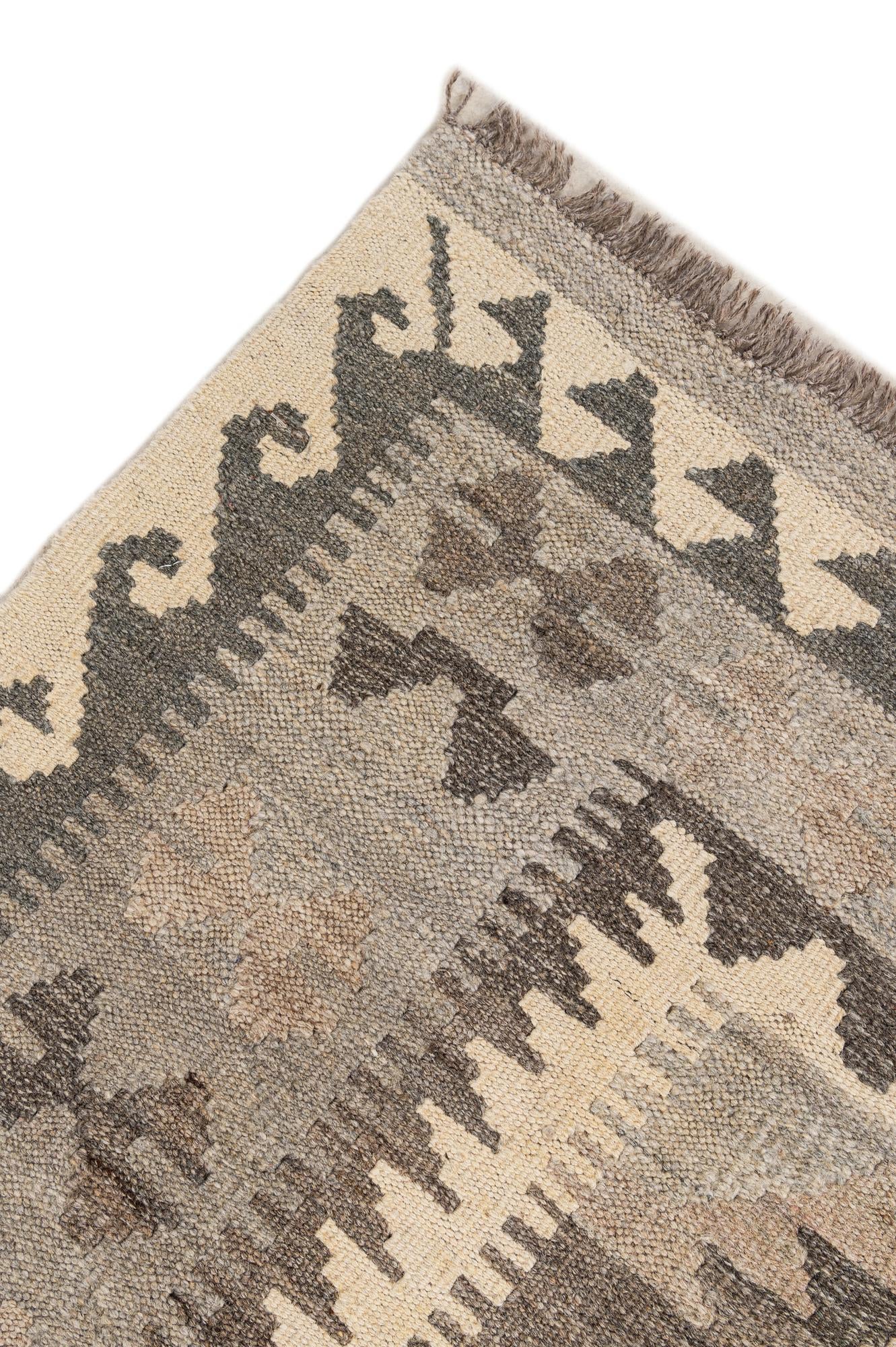 4' x 6' 1 Hand Woven Kilim Maymana Wool Rug
